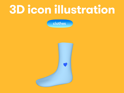 Clothes 3D icon - sock 3d 3d icon 3d illustration 3d object clothes sock