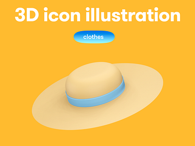 Clothes 3D icon - summer hat 3d 3d icon 3d illustration 3d object clothes hat