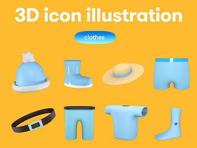 Clothes 3D icon set 3d 3d icon 3d illustration 3d object clothes icon set