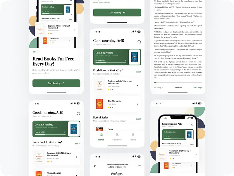 Book App designs themes templates and downloadable graphic elements