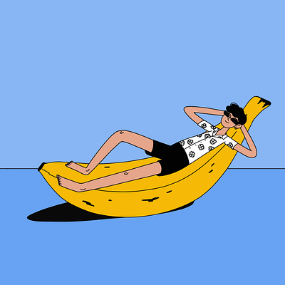 Banana banana boy character illustration relax