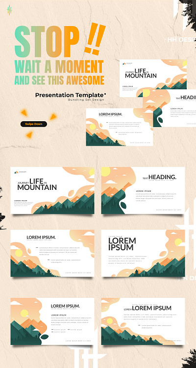 Presentation template with nature theme branding design graphic design illustration landingpage logo media nature powerpoint ppt presentation set social template ui vector web