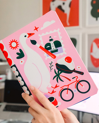 anatomy F&F Limited Edition Journal animal bicycle book collab cute flat goose graphic graphic design icon illustration journal limited edition minimal notebook pastel pink print soft vector