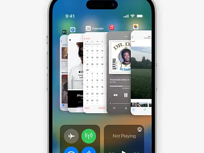 iOS Multitask, but with Control Center combined apple control center design ios ios 15 ios 16 iphone multitask prototype ui ui ux uiux user experience ux uxdesign