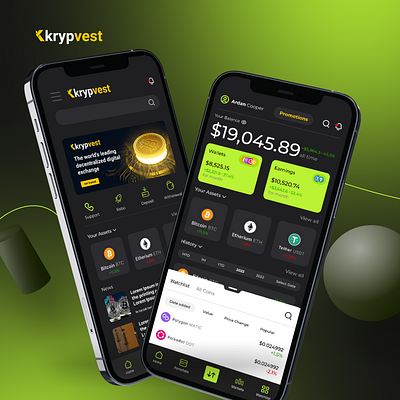 Krypvest Trading App app design crypto forex graphic design landing page mobile app mobile ui nft ui ux