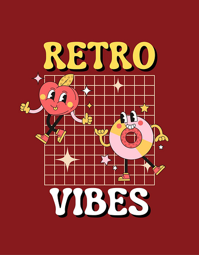 Red Retro Vibes T-shirt Design outdoor