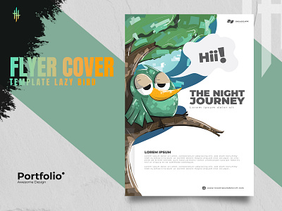 Flyer Cover Lazy Bird bird book branding brochure cover design flyer graphic design illustration kids leaflet logo media megazine nature night social tree ui vector