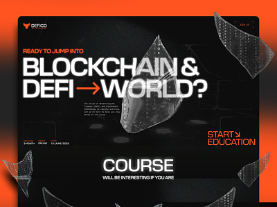 Landing Page | Blockchain & DeFi Education 🔮 blockchain crypto crystal defi design education glass graphic design landing page mentors orange product design program typography ui ui design ux website wow website