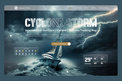 Cyclone Strom app design application boat clouds creative cyclone dark dashboard design detection header sea strom temprature transperent typography ui uiux weather
