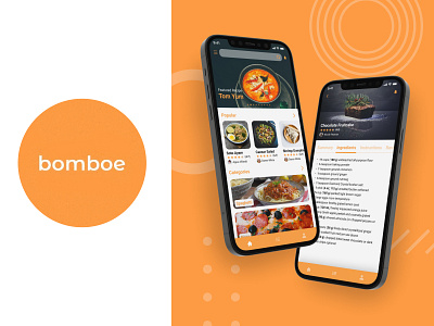 bomboe - food recipe app app ui ux
