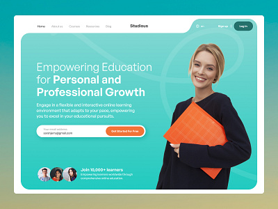 Studious - Education Platform Website branding college eduaction education platform landing page learning online learning ui university web design
