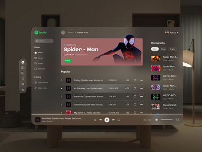 Spotify - Vision Pro Concept design ui ux