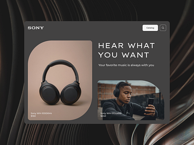 Landing page for Sony design graphic design ui