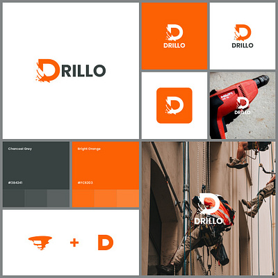 Drillo Logo art brand brand design branding builder company design drill equipment graphic graphic design icon identity illustration logo machine mascot symbol vector work