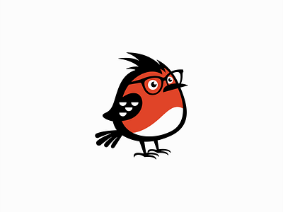 Little Bird With Glasses Logo animal bird branding cartoon character cute design geek glasses icon identity illustration kids logo mark mascot playful robin symbol vector