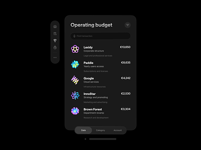 finance app: transactions 3d icons app bank banking crypto finance fintech icons mac spatial neobank payment spatial ui transactions transfer vision pro visionos wallet