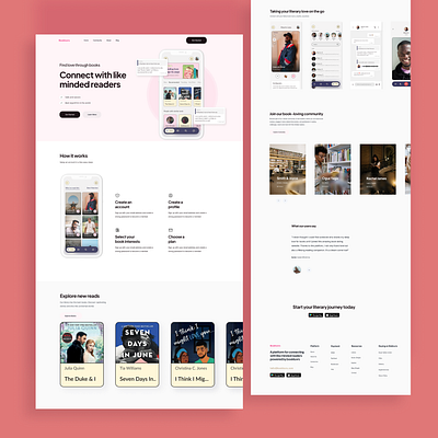 Bookluvrs Landing Page app books dating app design figma landing page product design ui ux website website design