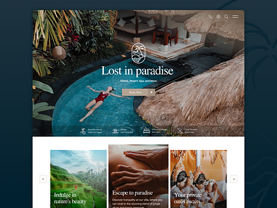 Bali Hotel Villa Website Ui Landing Page - Lost In Paradise bali beach booking branding company company profile design holiday hotel landing landing page profile ressort summer ui villa