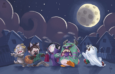 Halloween crew art digitalpainting funny halloween illustration monsters spooky
