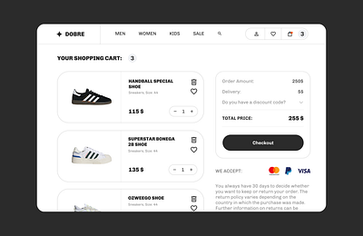 Sneakers Shop / Shopping Cart 058 branding cart challenge checkout daily ui 058 dailyui dailyui058 design e commerce mockup shoe shop shopping shopping cart sneakers store ui uiux website