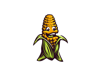 Happy Corn Logo brand branding corn food for sale happy illustration logo mark mascot nagual design sweetcorn
