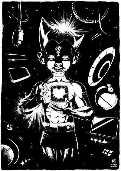 Astro Heart art blackandwhite comics illustration inkdrawing manga traditionalart