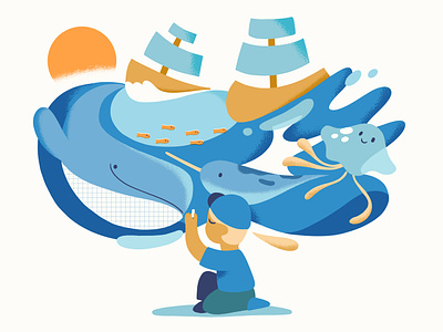 A big blue dream character design design illustration pop sea