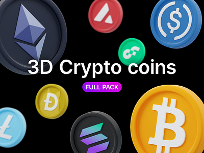3D Crypto coins 3d crypto cryptocurrency icons web3