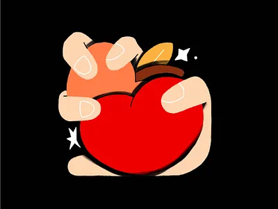 Apple 2d apple cross design fingernail fingers hand illustration inside leaf print stars thumb