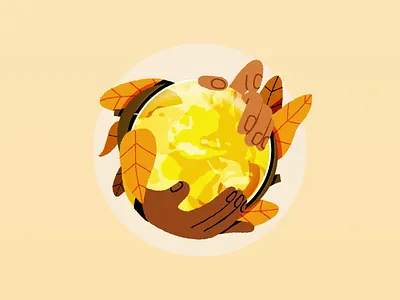 colored world animation art branches connection globe hands hug inspiration leaf loop nature protect share stars universe van gogh world yellow