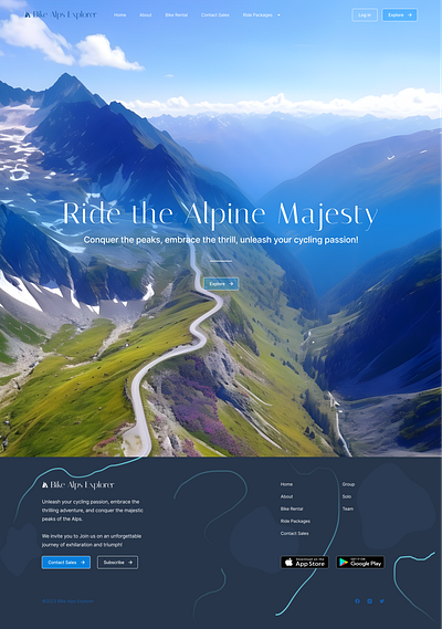 Bike Alps Explorer Landing Page v2 bike alps explorer billy hammond landing page ui design web design