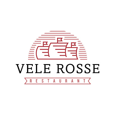 logo for restaurant Vele Rosse app branding design graphic design illustration logo typography ui ux vector