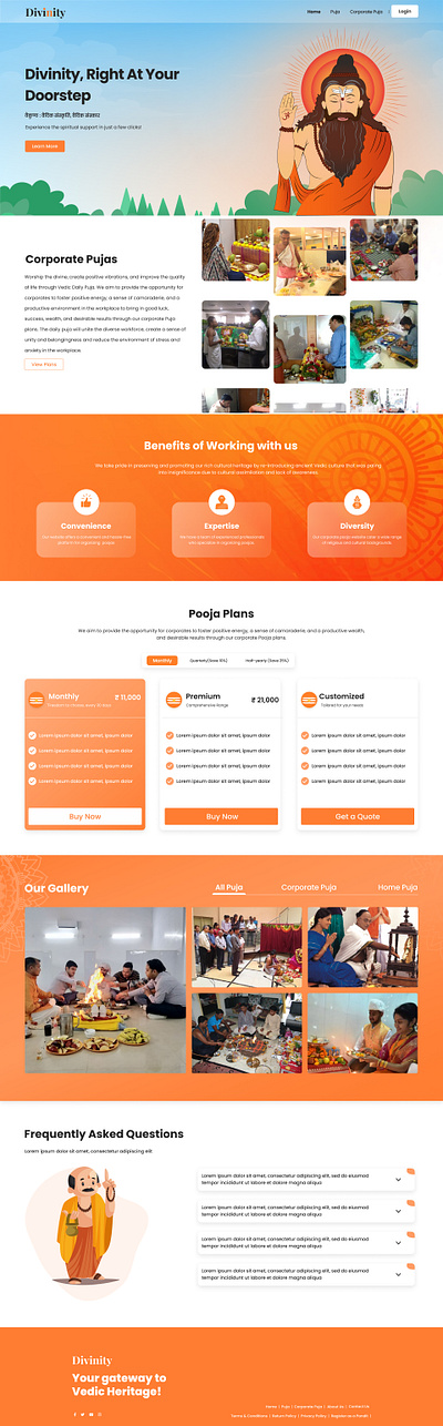 Divinity-A Online Puja Booking Website branding design figma graphic design icons illustration ui vector