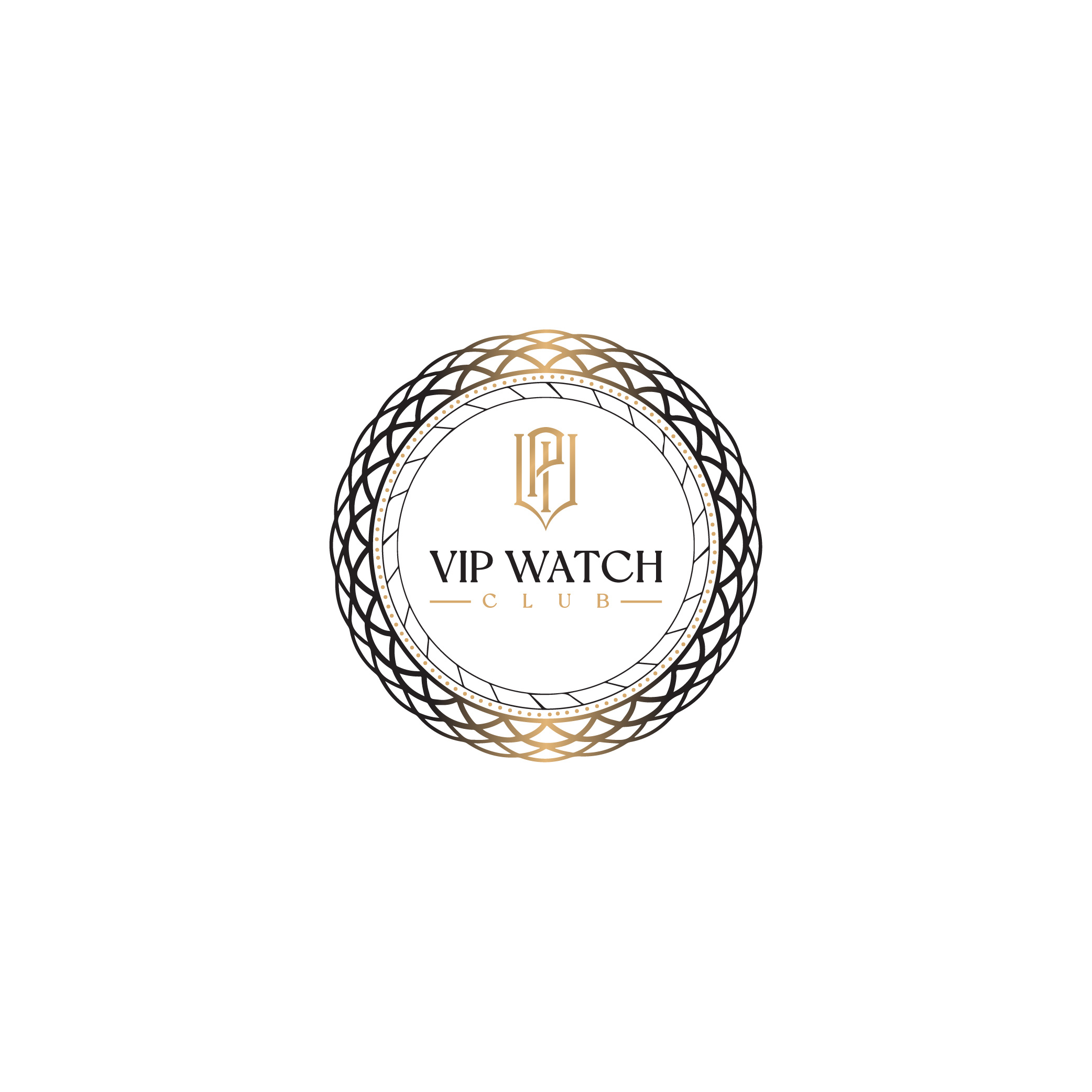 watch club art branding design digitalart gold graphic design illustration lettermark logo logodesign luxury typography vector vip vipwatch watch