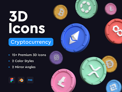Cryptocurrency 3D Icons Set 3d android app art blender crypto currency figma graphic design icons illustration ios set webdesign