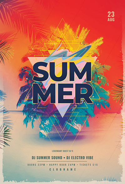 Summer Flyer beach costal download flyer graphicriver lounge modern ocean photoshop poster psd summer summertime template