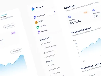 Aurora - Dashboard chart dashboard design logo navbar navigation product design ui user interface ux web design