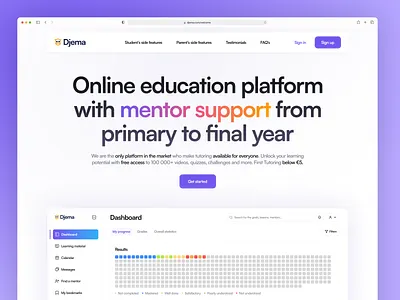 Djema. Landing page ai design desktop desktop design edtech education landing page learning mentor online education platform school ui university user interface ux web web design