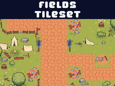 Free Fields Tileset Pixel Art for Tower Defense 2d 32x32 asset assets fantasy field game game assets gamedev indie indie game level mmorpg pixelart pixelated rpg tileset tilesets tilesheet towerdefense