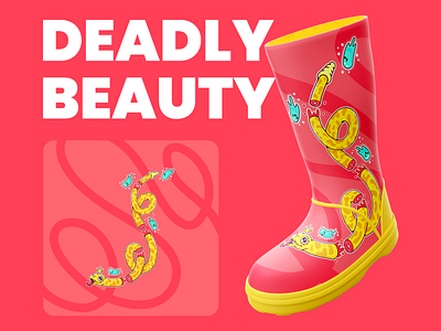 Wild illustration for boots design boots cartoon cartoon character character character design colorful design freelance illustrator illustration red shoes snake yellow