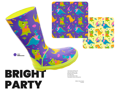 Pattern for rubber boots "If dinosaurs would be our pets" branding design graphic design illustration logo typography vector