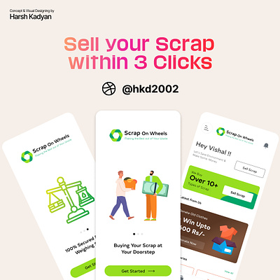 Digital Scrap Selling Platform branding mobile app online scrap selling app product designing scrap selling platform ui
