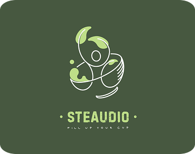 Steaudio logo conceptsapp dance design drink flow graphic graphic design green inkscape ipadpro leaf leaves logo logotype studio tea ukraine vector