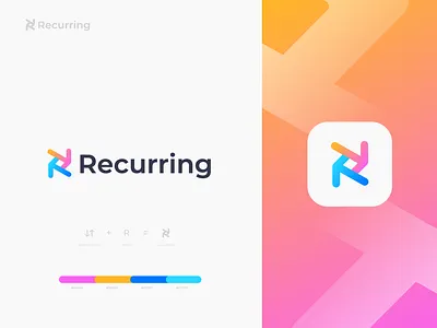 recurring logo design ai apk app arrow brand identity brands designer exhange gatway letter r logo mastercard methods online pay paypal solution transacrion wallet wave
