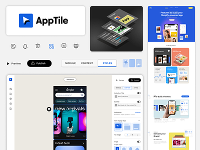 AppTile - Branding and Product Design animation app brand development brand guidelines brand language branding icons identity no code saas shopify startup uxui visual design web expereince website