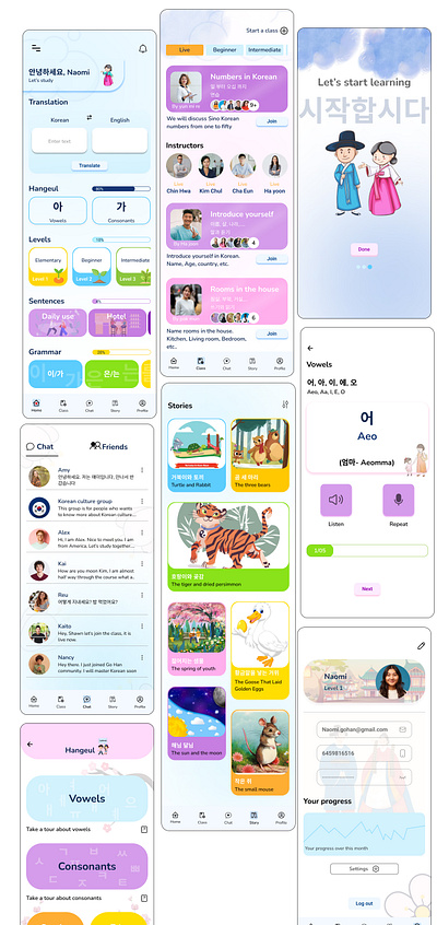 GoHan Korean learning app app design case study design korean learning app ui ux