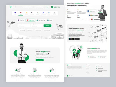 Insurance Landing Page 3d adobe xd animation application branding design figma find my job graphic design illustration insurance job app job finder landing page logo new design typography ui web website