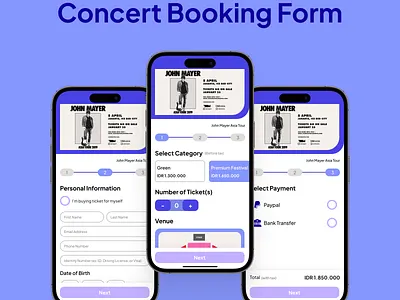 Concert Booking Form User Interface app concert dailydui dailyui design interface ui ux