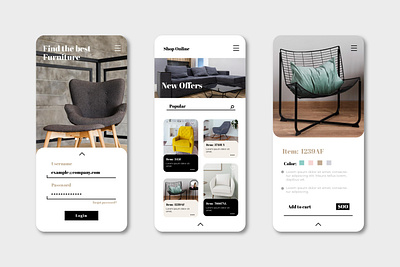 Shopping Furniture App animation branding business colo colors design eccomerce graphic design illustration logo mockups ui uidesign ux