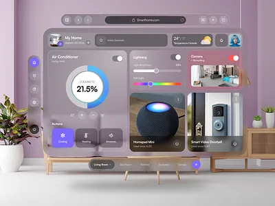 Apple Vision Pro Smart Home UI Concept app app ui apple app apple vision pro design iot iot app ui mixed reality product design smart home smart home ui trend ui user interface vision pro vision pro app vision pro ui vision ui